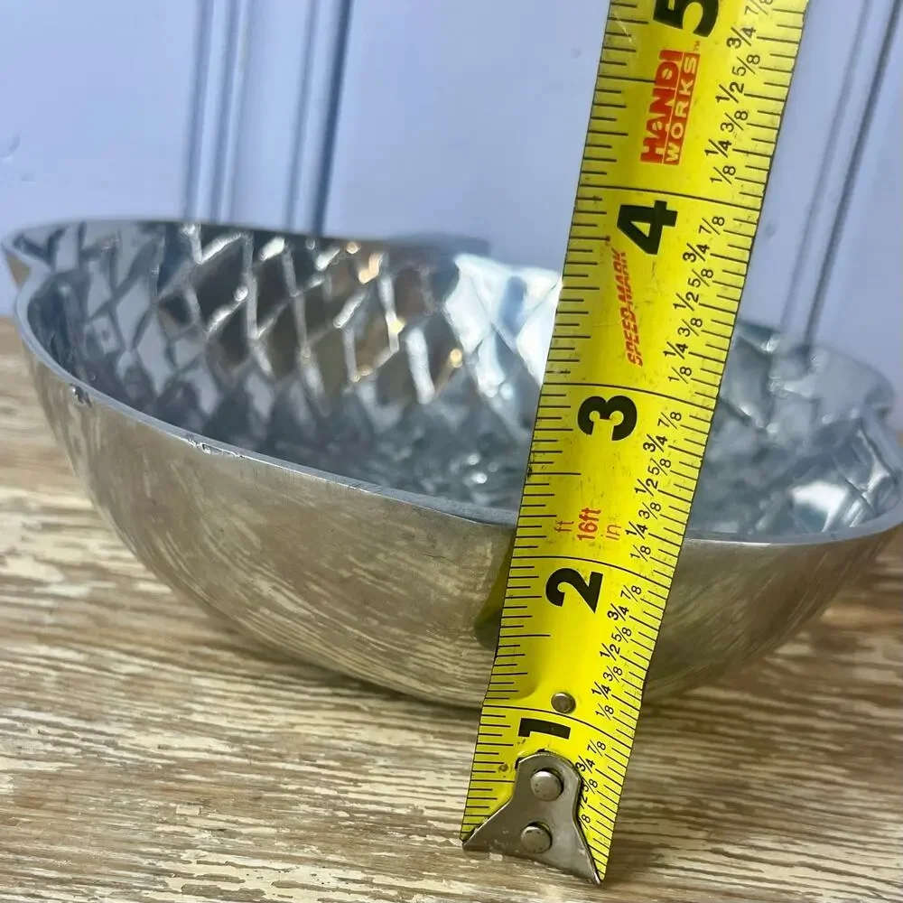 Large Metal Acorn Serving Bowl 11x9”SilverTone Fall Thanksgiving Decor Catchall